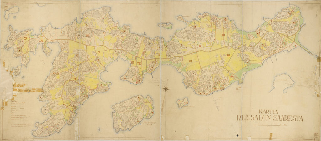 The map shows how vast the farmlands on the island still were in the 1890s. / Photo: Turku Museum Centre